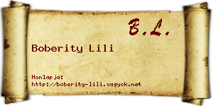 Boberity Lili névjegykártya